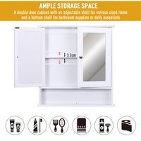 Kleankin Wall-mounted Bathroom Cabinet Mirror Door Organiser Storage Shelves Living Room White — view 5