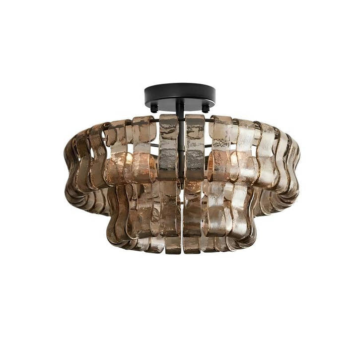 French-style Green Amber Smoky Glass Chandelier — view 5