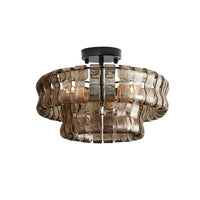 French-style Green Amber Smoky Glass Chandelier — view 5