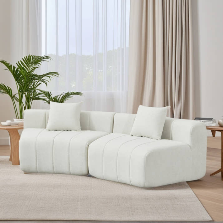 Chenille Curved Sectional Sofa With 2 Pillows,Curved Symmetrical Modular Semi Circular Sofa Sectional For Bedroom, Living Room, Office For Leisure Or Nap, Reading Room, And Lobby — view 3