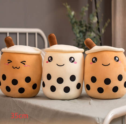 Cute Fruit Drink Plush Stuffed Soft Strawberry Milk Tea Plush Boba Tea Cup