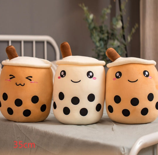 Cute Fruit Drink Plush Stuffed Soft Strawberry Milk Tea Plush Boba Tea Cup