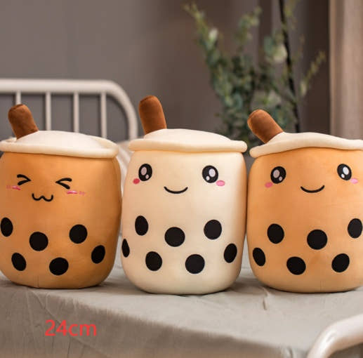 Cute Fruit Drink Plush Stuffed Soft Strawberry Milk Tea Plush Boba Tea Cup