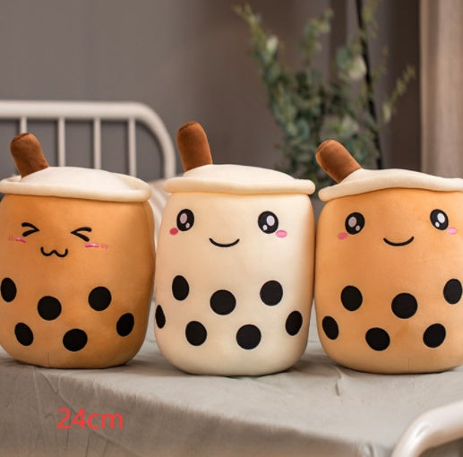 Cute Fruit Drink Plush Stuffed Soft Strawberry Milk Tea Plush Boba Tea Cup