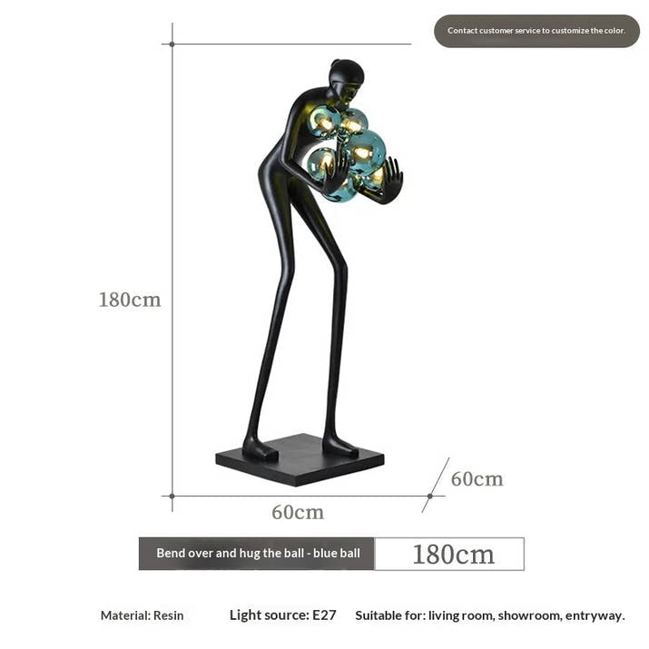 Humanoid Art Sculpture Ball-Holding Floor Lamp — view 3
