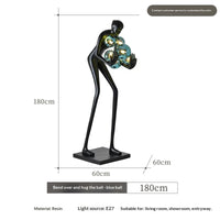 Humanoid Art Sculpture Ball-Holding Floor Lamp — view 3