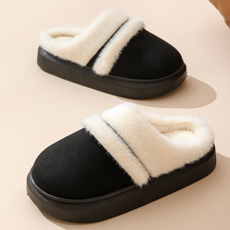 Women’s Warm Cotton Slippers – Non-Slip Winter House Shoes with Thick Suede Sole