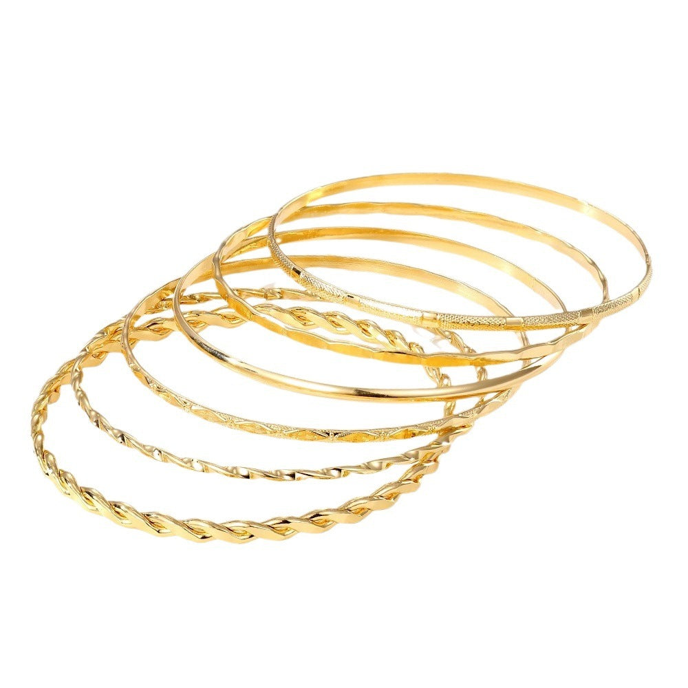 Bohemian Gold Chain Bracelet Set – Geometric Thick Link Bangles