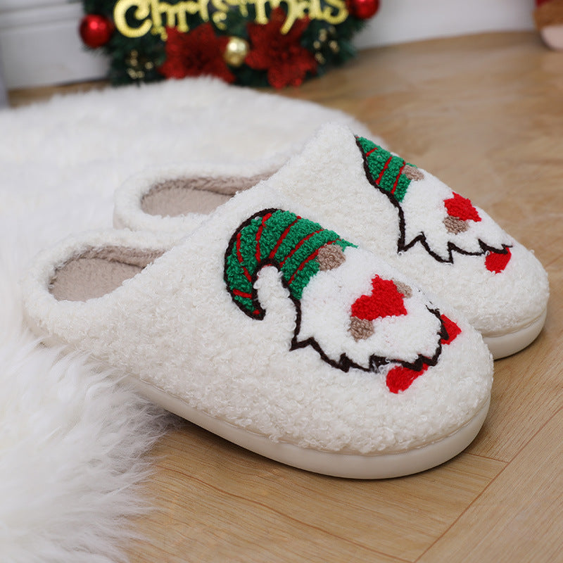 Cute Cartoon Santa Claus Christmas Slippers – Warm Indoor Home Shoes for Couples