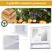Kleankin Wall-mounted Bathroom Cabinet Mirror Door Organiser Storage Shelves Living Room White — view 3