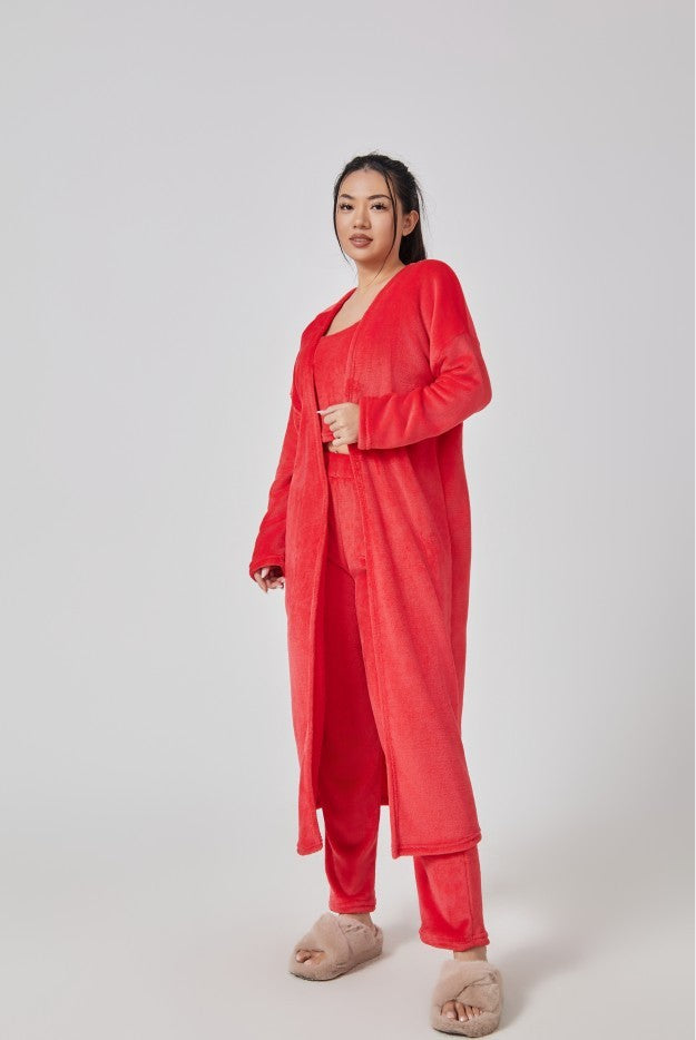 Women’s 3-Piece Cozy Pajama Lounge Set – Warm Winter Matching Suit