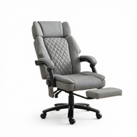 Massage Office Chair, 400lbs Capacity Desk Chair With Heat, Adjustable Headrest, Reclining & Footrest, Light Gray — view 3