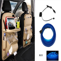 Pu Leather Car Storage Bag Multifunction Seat Back Tray Hanging Bag