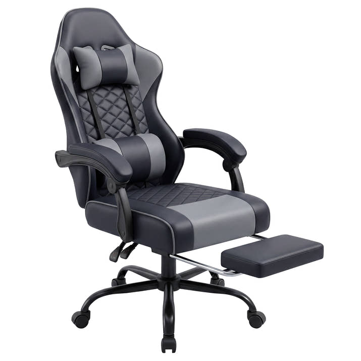 Racing Style Gaming Chair With Footrest,PU Leather,Massage Lumbar Support,Reclining,360degree  Swivel Seater Adjustable Height — view 3