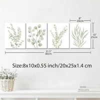4PCS 8X10in,Botanical Plant Canvas Wall Art, Framed Boho Wall Decor For Bathroom, Minimalist Aesthetic Bedroom Wall Art