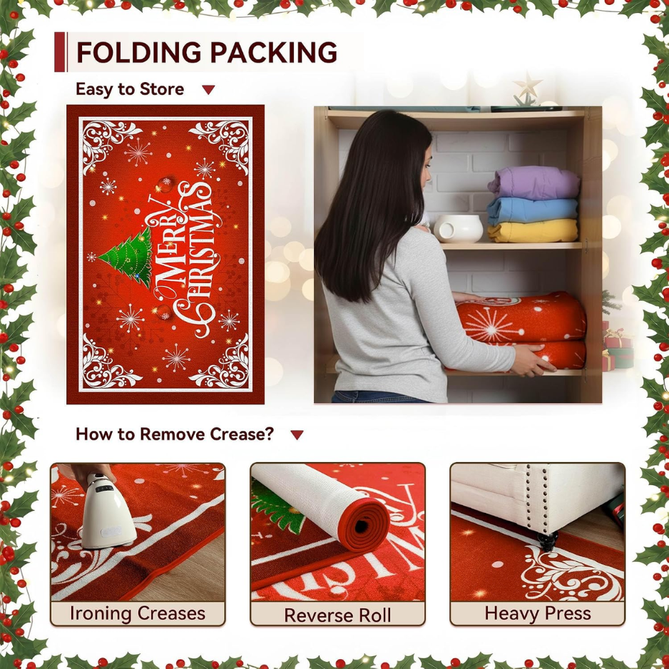 Christmas Area Rugs For Living Room Bedroom Carpet, Santa Welcome Front Door Mats Indoor Outdoor Non Slip Doormat, Xmas Holiday Decoration Carpet  3x5 Feet — view 4