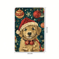 Vintage Christmas Dog Metal Tin Sign, Retro Festive Wall Art, 8x12 Inch — view 3