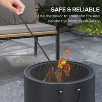 Smokeless Fire Pit,38cm Portable Wood Burning Firepit With Spark Screen And Poker,Low Smoke Camping Bonfire Stove For Garden Patio Picnic,Dark Grey — view 3