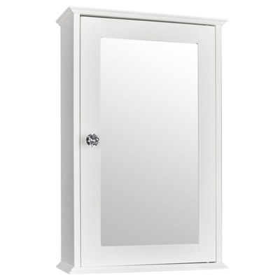 Single Door Mirror Indoor Bathroom Wall Mounted Cabinet Shelf White