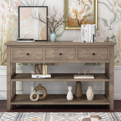 Console Table with Wood Frame and Legs Sofa Table Entryway Table with 3 Drawers