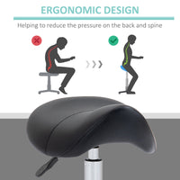 Cosmetic Stool 360Â° Rotate Height Adjustable Salon Massage Spa Chair Hydraulic Rolling Faux Leather Saddle Stool Mobility,Black — view 5