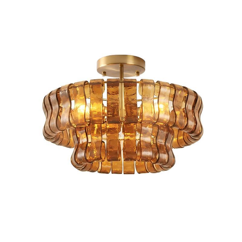 French-style Green Amber Smoky Glass Chandelier — view 2