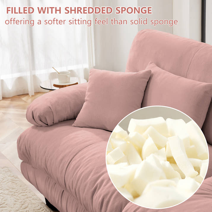Cloud Couch 2 Seater Sofa for Living Room, Chenille 2 - Seat sofa with 2 Lumbar pillows and 2 throw pillows,Chenille Pink — view 2