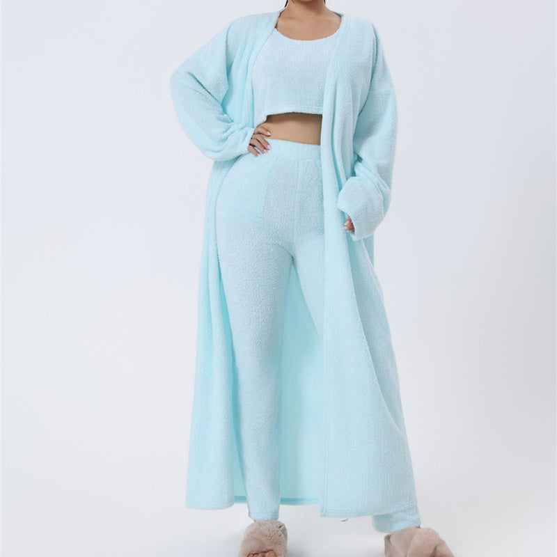 Women’s 3-Piece Cozy Pajama Lounge Set – Warm Winter Matching Suit