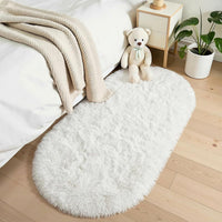 Ivory Fluffy Oval Rug 2.6x5.3 Ft, Soft Washable Area Rug For Bedroom, Living Room, Nursery And Home Decor