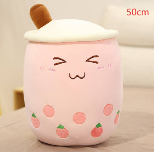 Cute Fruit Drink Plush Stuffed Soft Strawberry Milk Tea Plush Boba Tea Cup