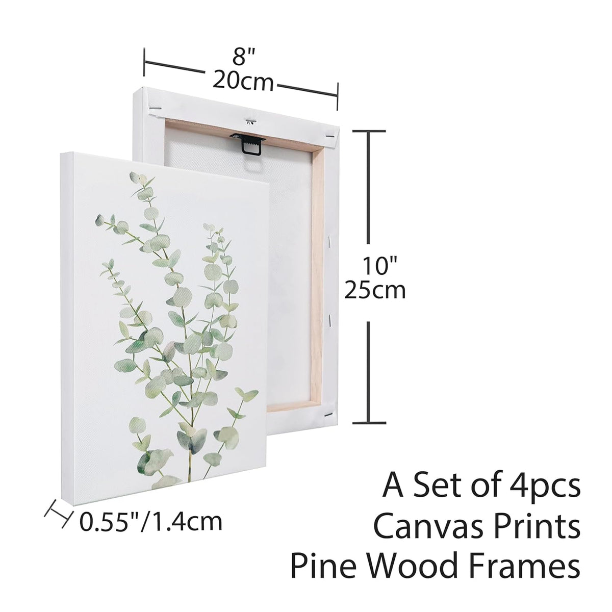 4PCS 8X10in,Botanical Plant Canvas Wall Art, Framed Boho Wall Decor For Bathroom, Minimalist Aesthetic Bedroom Wall Art — view 2