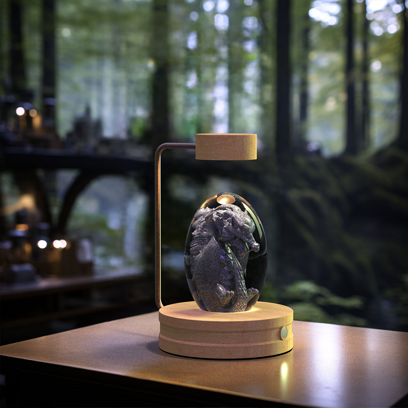 Crystal Ball Cosmic Dinosaur Indoor Night Light Usb Power Warm Bedside