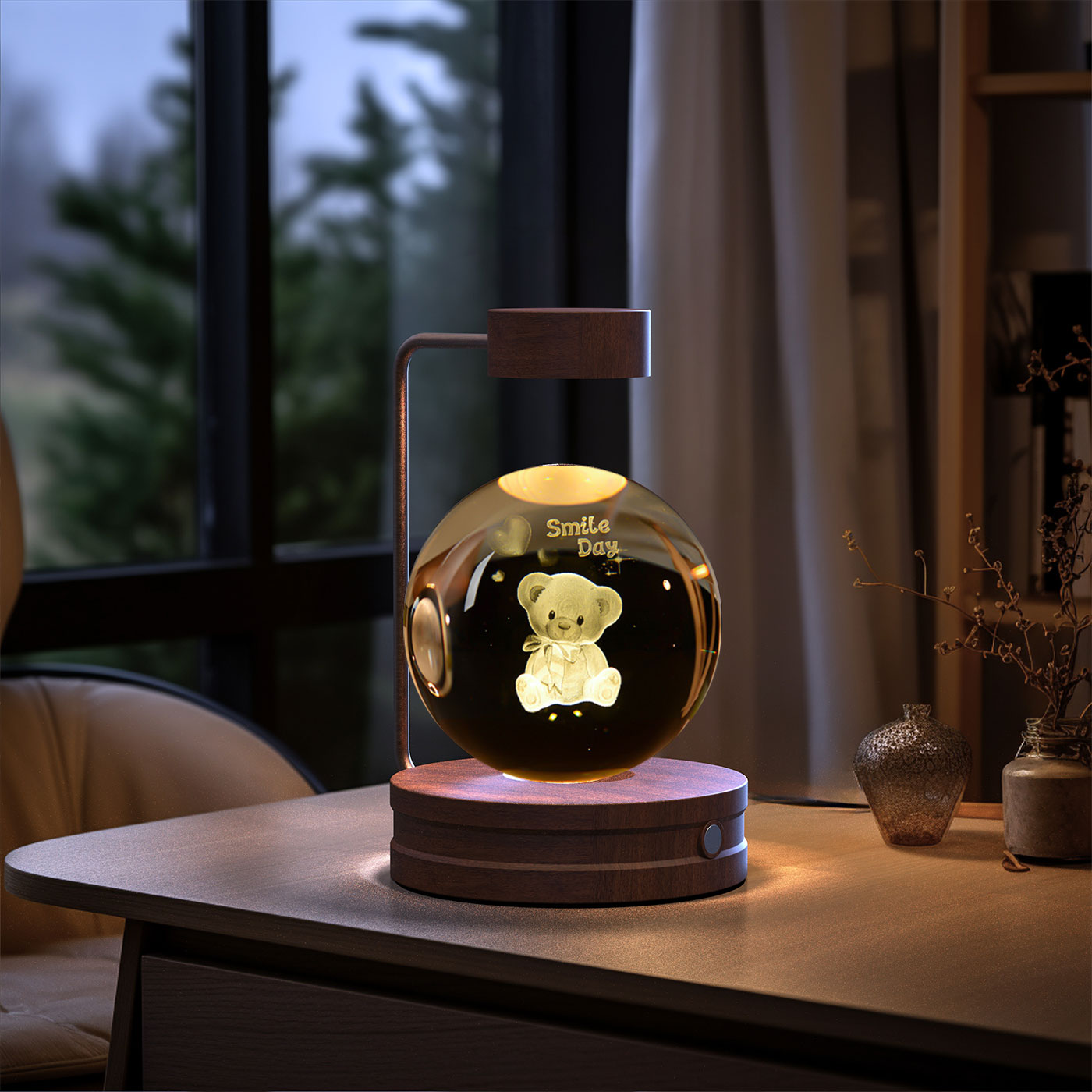 Crystal Ball Cosmic Dinosaur Indoor Night Light Usb Power Warm Bedside