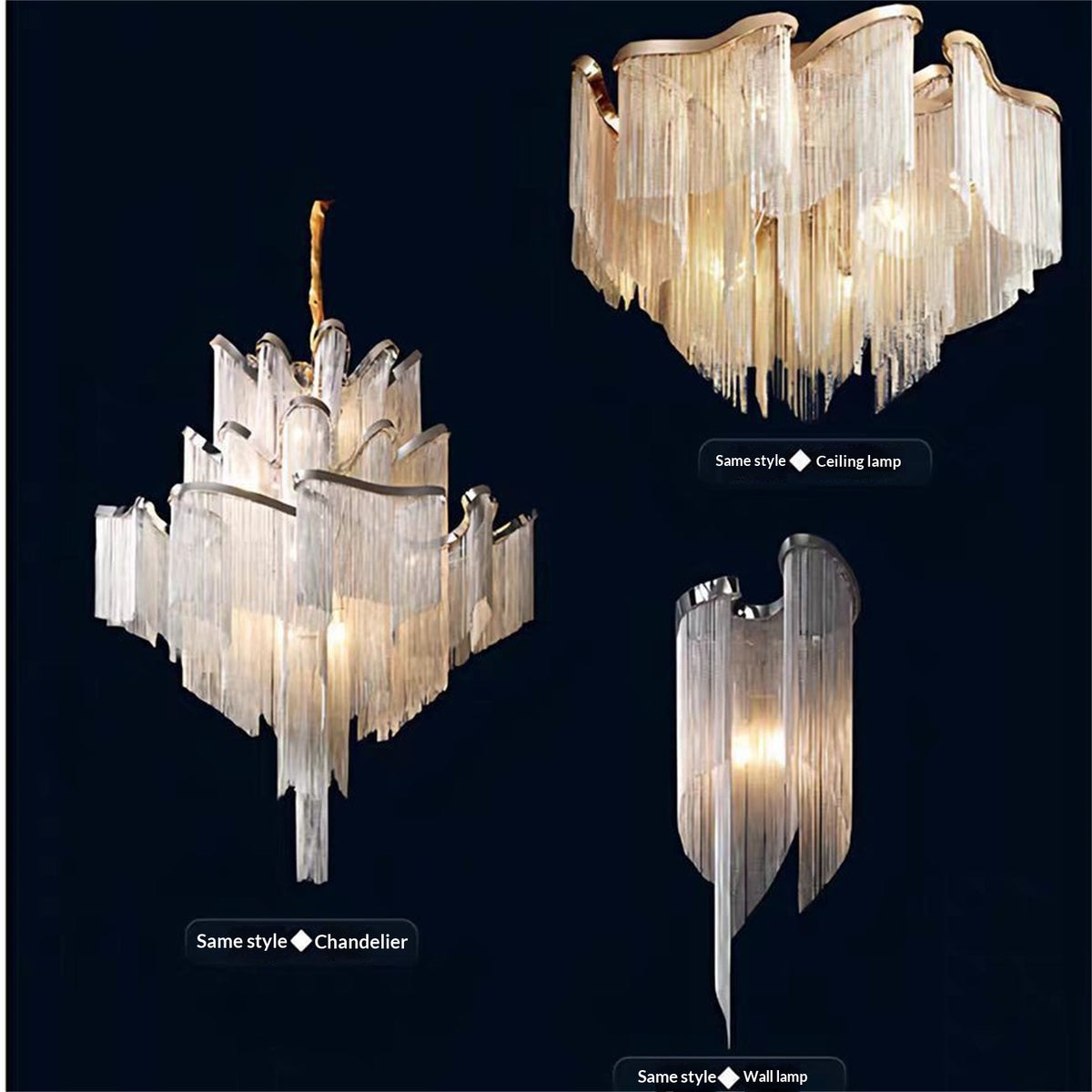Italian Luxury Fringed Living Room Chandelier — view 3