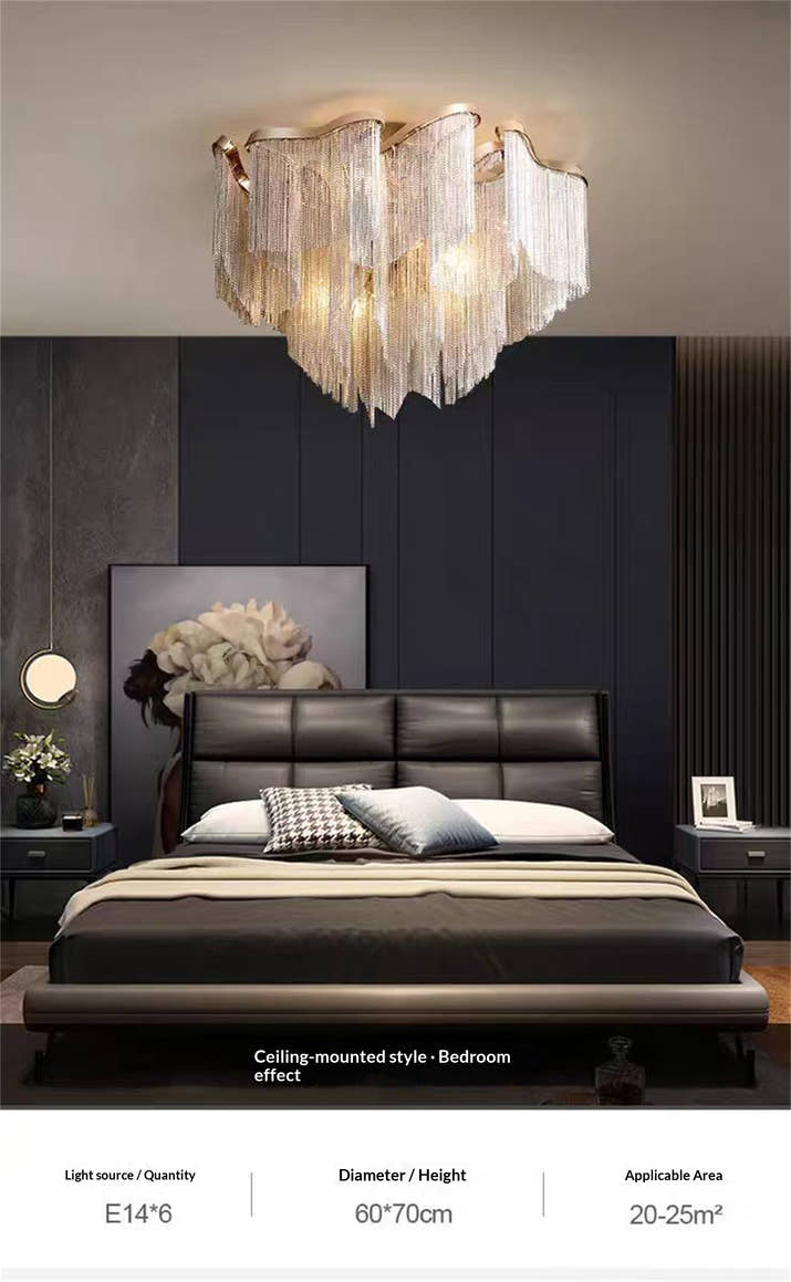 Italian Luxury Fringed Living Room Chandelier — view 2