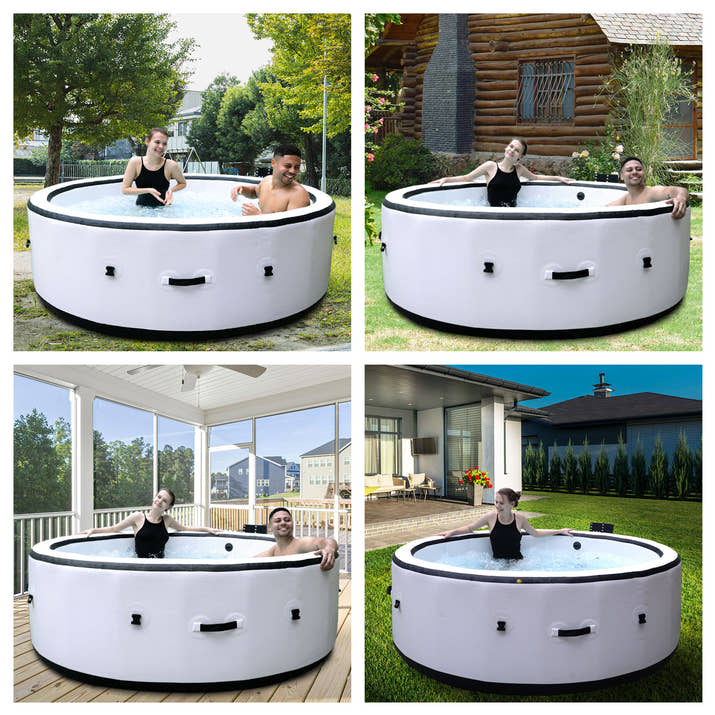 Large hot tub for 4 to 6 People, Portable Outdoor spa with 150 airjets and 1 Thermal Cover Massage hot tub for Patio Garden and Outdoors — view 4