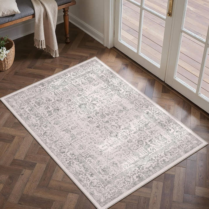 Grey Vintage Area Rug 2x3 Ft, Washable Small Entryway Carpet For Bedroom, Living Room, Hallway And Home Decor — view 4