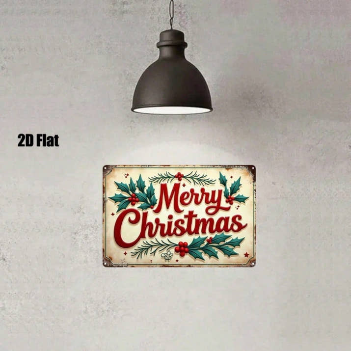 Vintage Metal Sign 8x12 Inch, 2D Flat Iron Wall Art, Durable Christmas Plaque — view 2