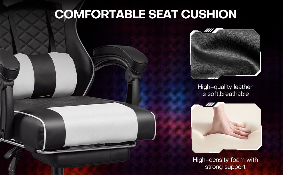 Racing Style Gaming Chair With Footrest,PU Leather,Massage Lumbar Support,Reclining,360degree  Swivel Seater Adjustable Height — view 3
