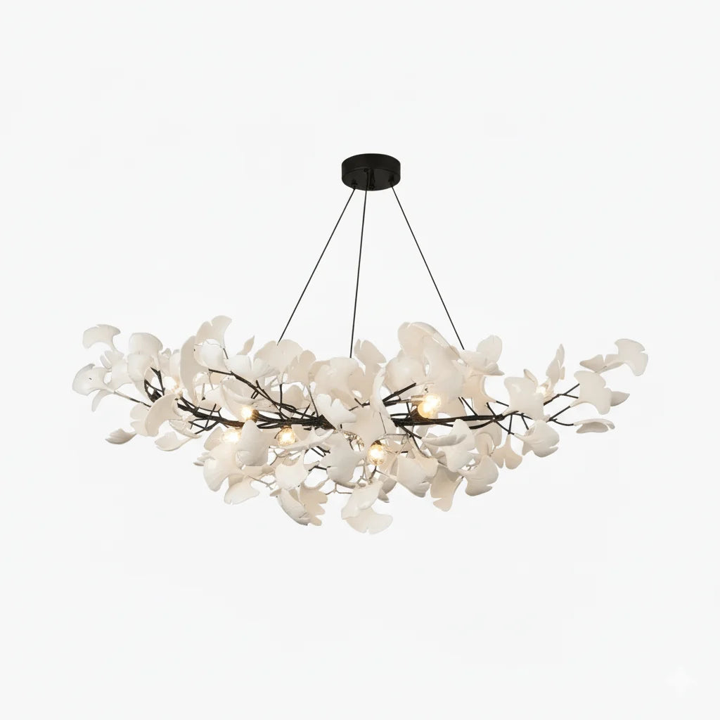 Creative Ceramic Ginkgo Leaf Chandelier — view 2
