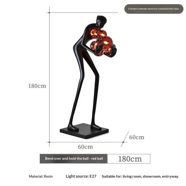 Humanoid Art Sculpture Ball-Holding Floor Lamp — view 2