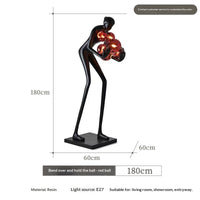 Humanoid Art Sculpture Ball-Holding Floor Lamp — view 2