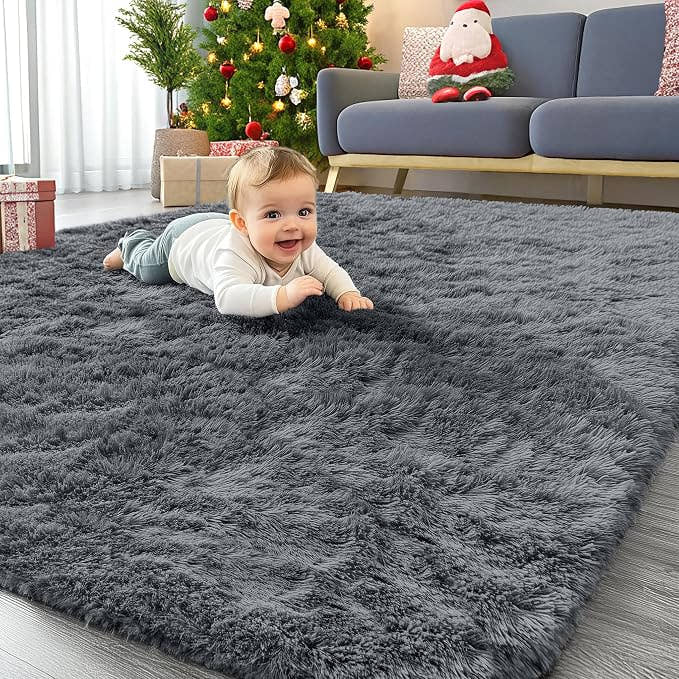 4x5.9 Ft Soft Fluffy Shaggy Area Rug, Machine Washable Indoor Floor Carpet For Bedroom Living Room