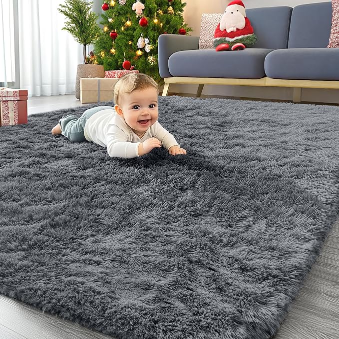 4x5.9 Ft Soft Fluffy Shaggy Area Rug, Machine Washable Indoor Floor Carpet For Bedroom Living Room