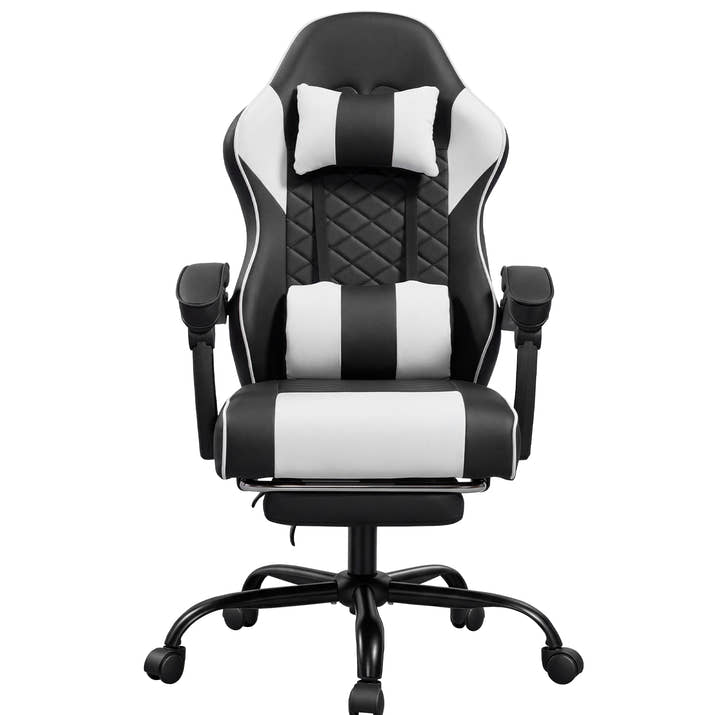 Racing Style Gaming Chair With Footrest,PU Leather,Massage Lumbar Support,Reclining,360degree  Swivel Seater Adjustable Height