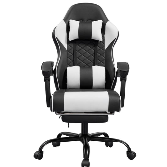 Racing Style Gaming Chair With Footrest,PU Leather,Massage Lumbar Support,Reclining,360degree  Swivel Seater Adjustable Height