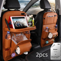 Pu Leather Car Storage Bag Multifunction Seat Back Tray Hanging Bag