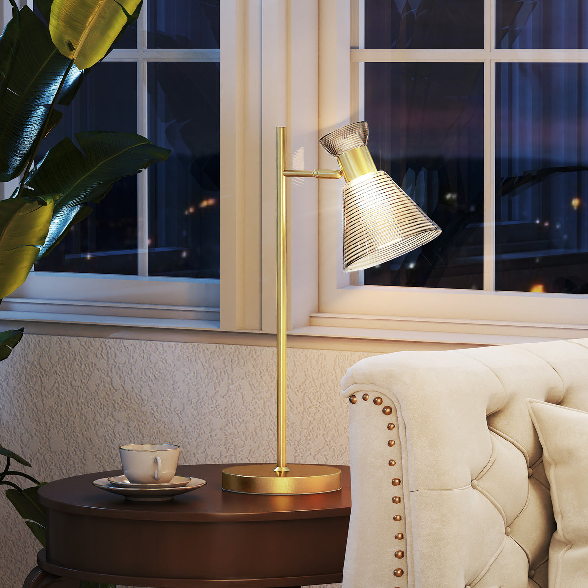 Modern Table Lamp,Bedside Lamp With Adjustable Flower-Shaped Head And E27 Socket For Living Room Bedroom Study,Bulb Not Included,Gold Tone — view 2