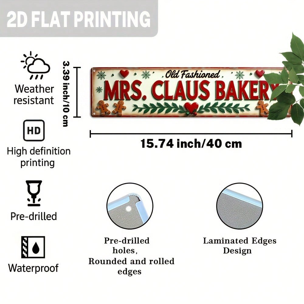 2D Retro Santa Claus & Mrs. Claus Baking Metal Sign, Christmas Wall Art — view 4