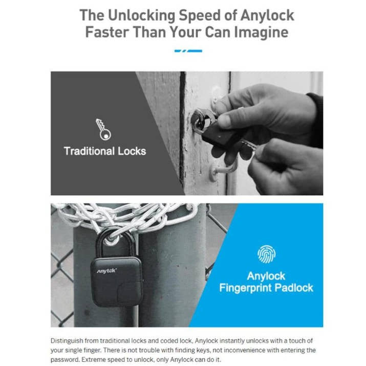Smart Lock L3 Waterproof Fingerprint Padlock – Keyless Biometric Security